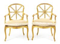 A Pair of George III Giltwood Armchairs Height 36 inches. — CIRCA 1775