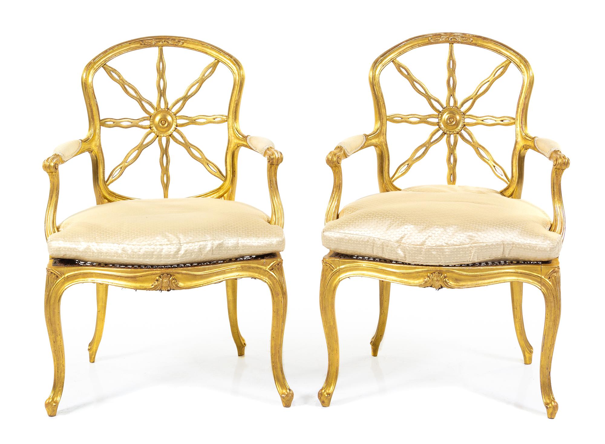 A Pair of George III Giltwood Armchairs Height 36 inches. — CIRCA 1775