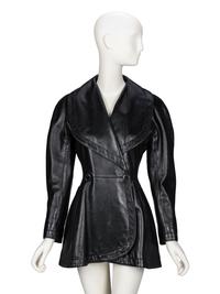 Alaïa, Black Leather Peplum Jacket, 1980s