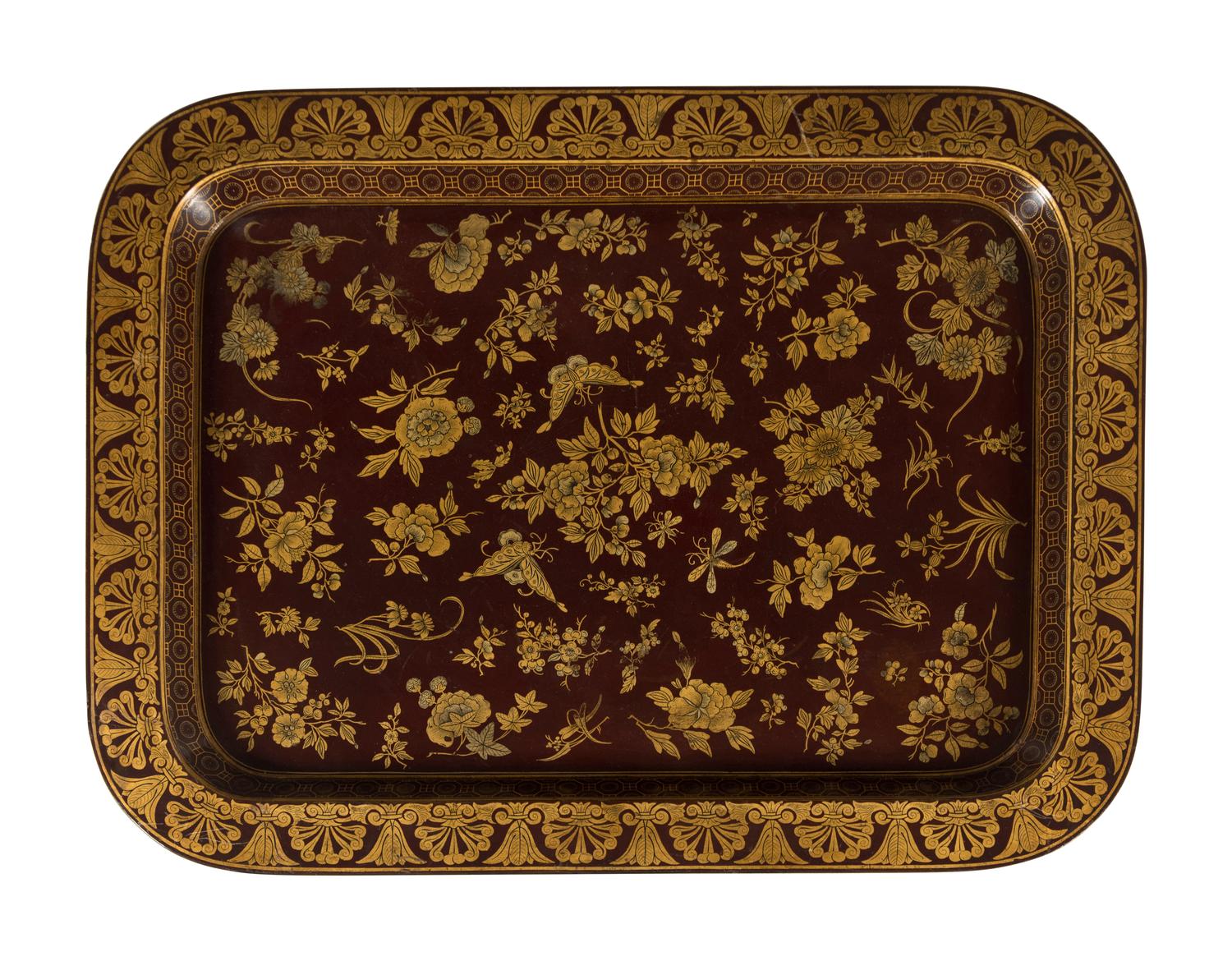 A Regency Papier-Mache Decorated Tray