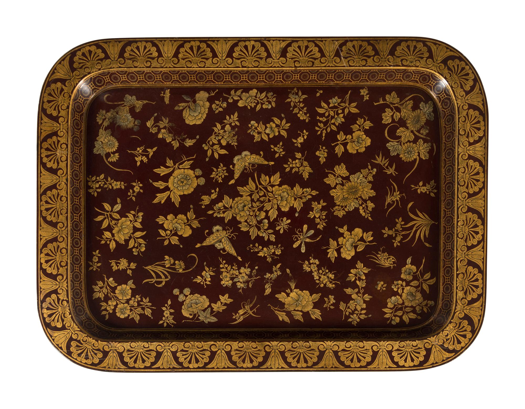 A Regency Papier-Mache Decorated Tray