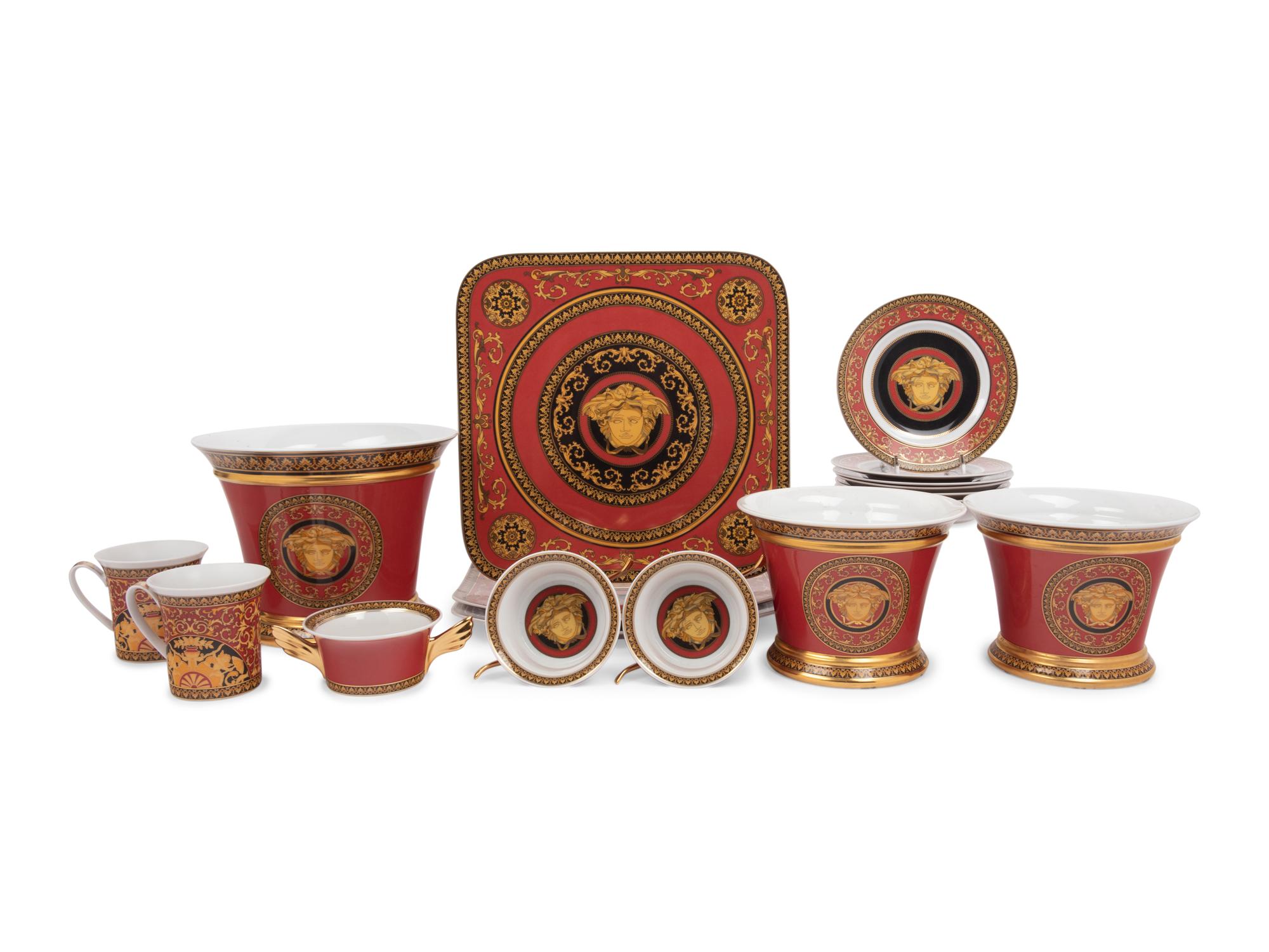A Group of Versace Medusa Porcelain Table Articles