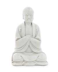 A Chinese Blanc-de Chine Porcelain Figure of Lohan 19TH/20TH CENTURY Height 9 inches. — 19TH/20TH CENTURY