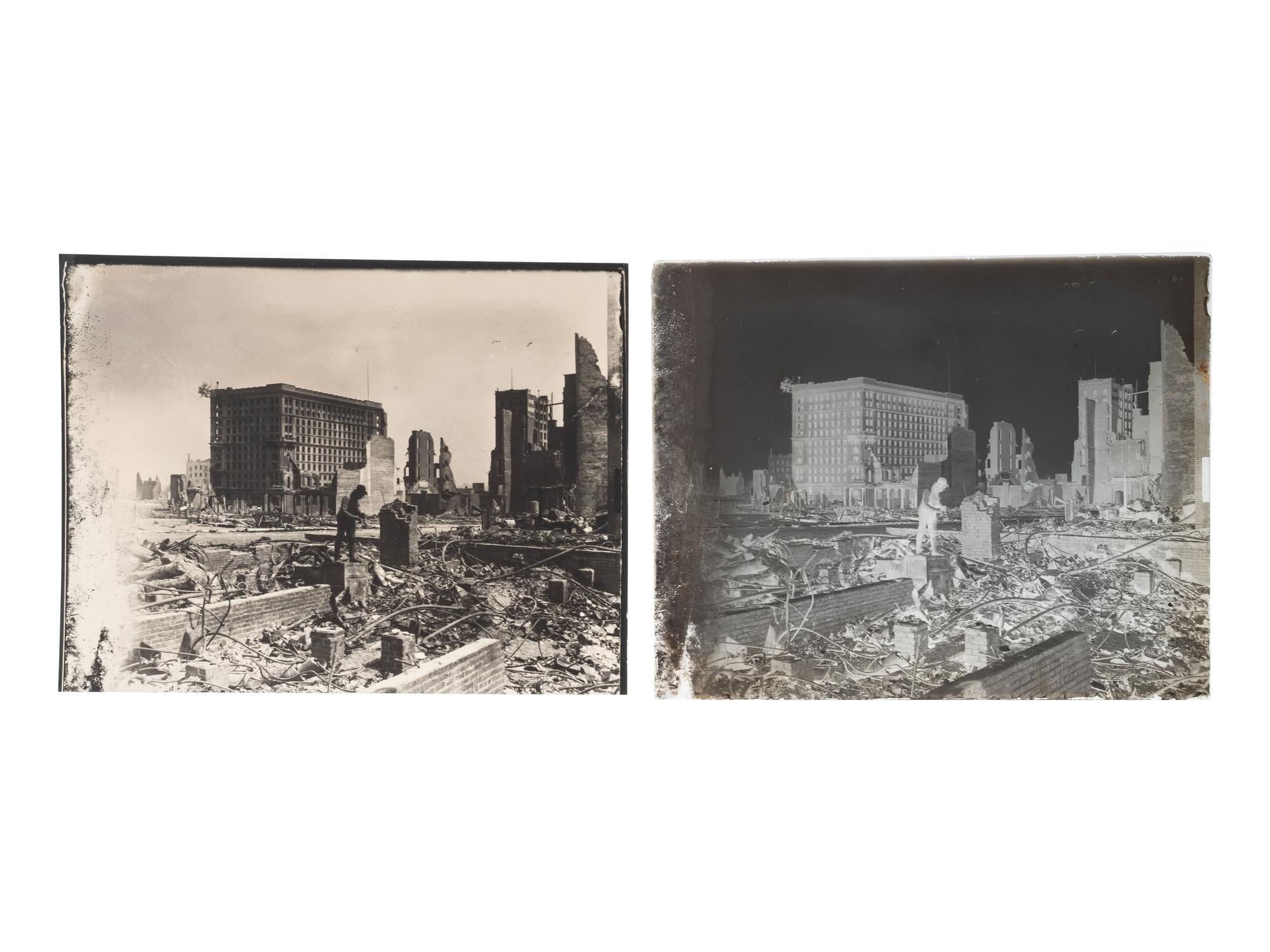 [CALIFORNIA]. A group of 21 glass negatives documenting the San Francisco Earthquake.