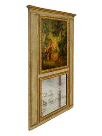 A French Painted and Parcel Gilt Trumeau Mirror