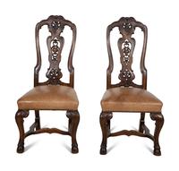 A Set of Six Continental Walnut Dining Chairs