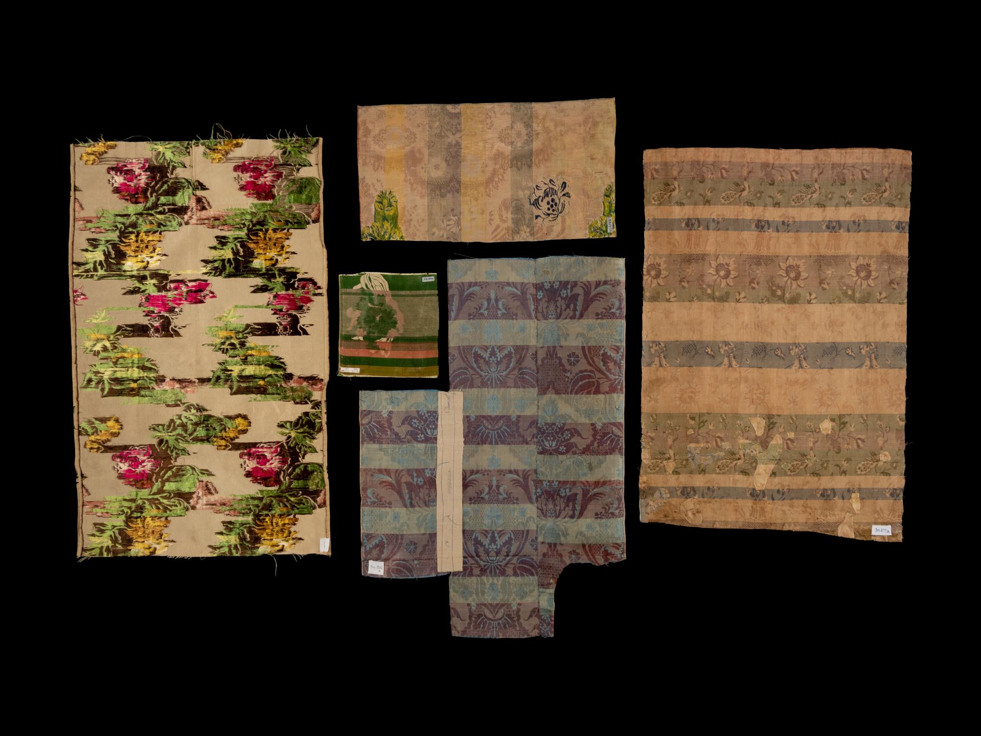 RELEASED TO MUSEUM -- Five Fragments of Woven Textiles, 18th Century