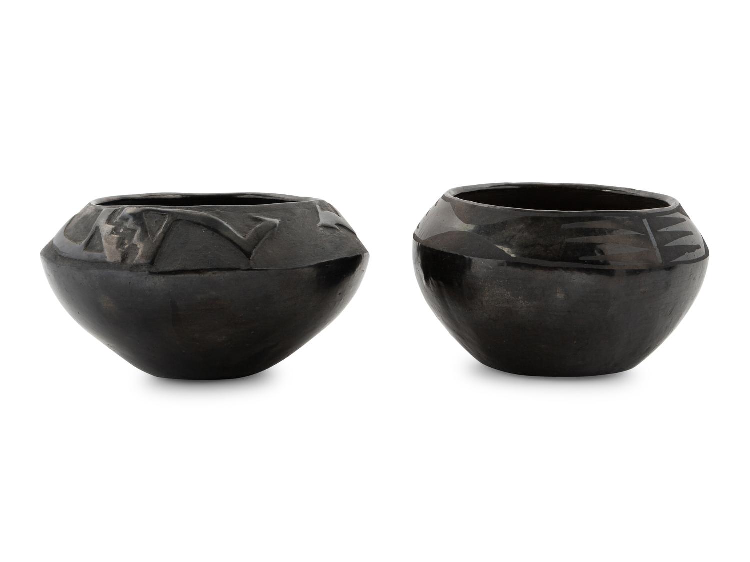 A Group of Blackware Pottery Vases