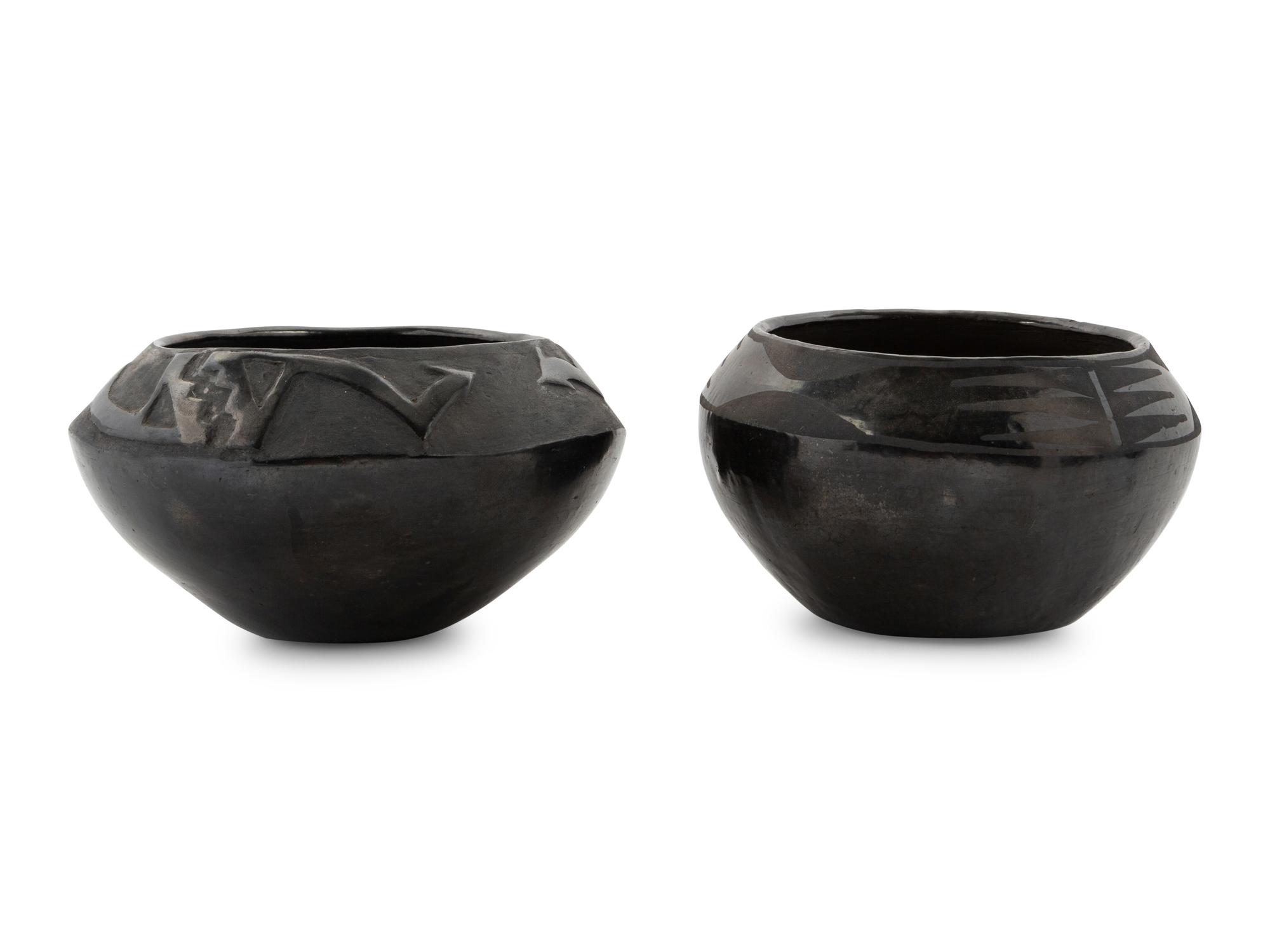 A Group of Blackware Pottery Vases
