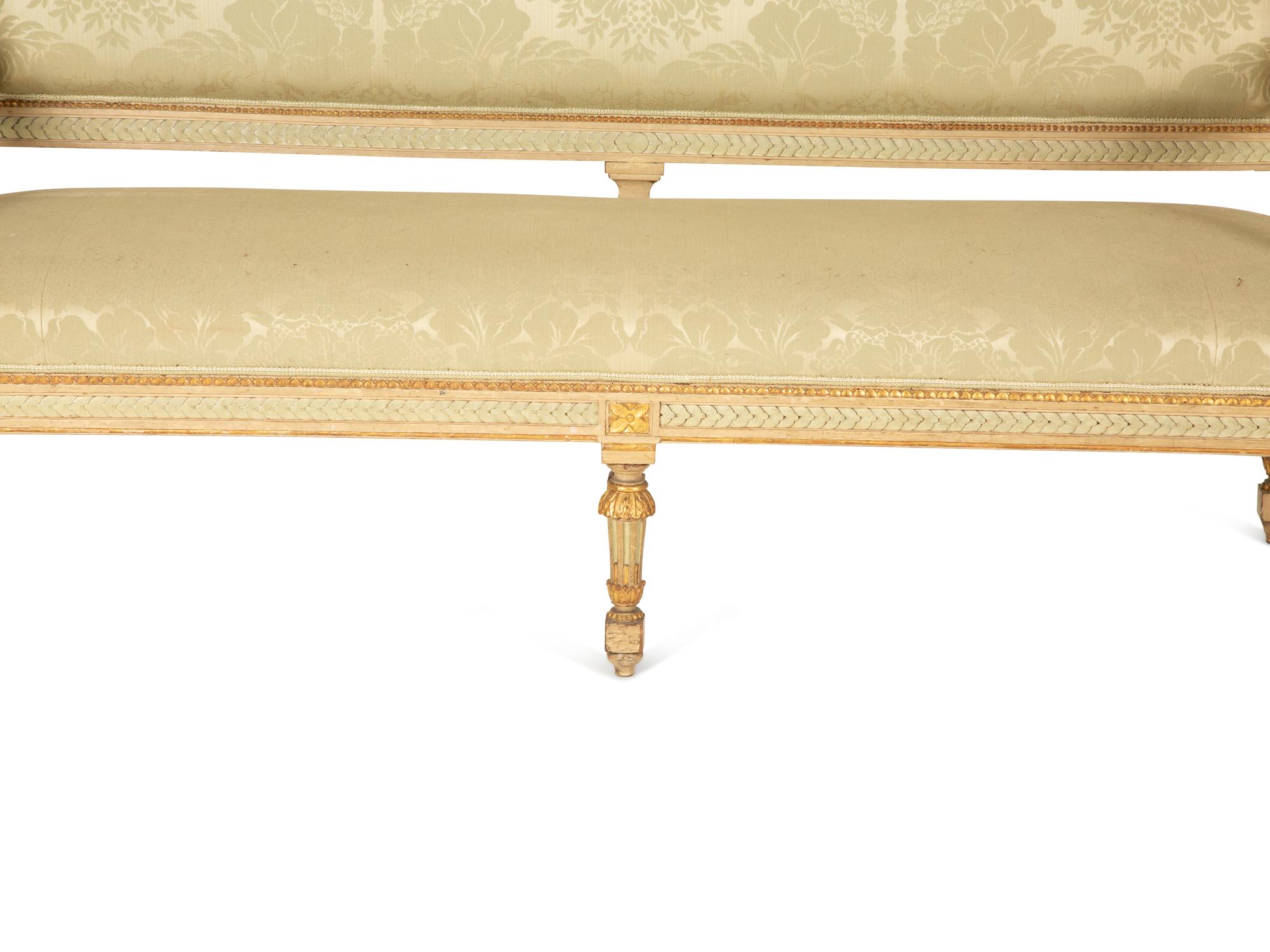 A Six-Piece Louis XIV Style Painted and Parcel Gilt Parlor Suite — 19th/20th Century