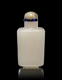A Pale Celadon Jade Rectangular Snuff Bottle