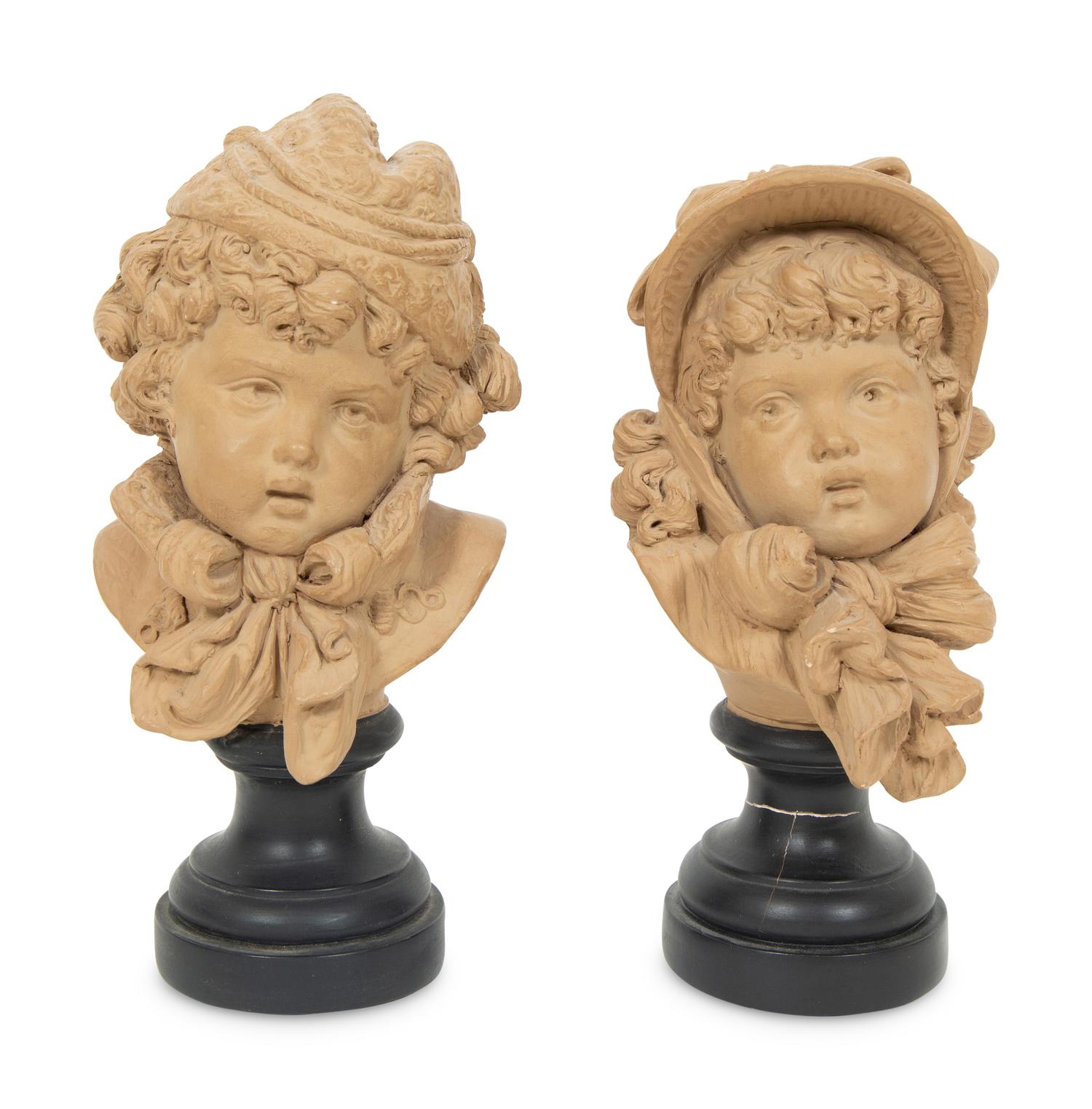 Busts of a Girl and Boy , circa 1880