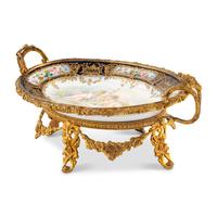 A French Gilt Metal and Sèvres Style Porcelain Tazza