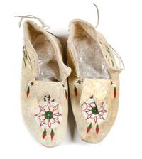 Pair of Plains (Possibly Arapahoe) Beaded Moccasins Length 9 1/2 x width 3 inches