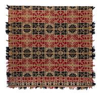 An Alphabet and Foliate Medallion Jacquard Coverlet