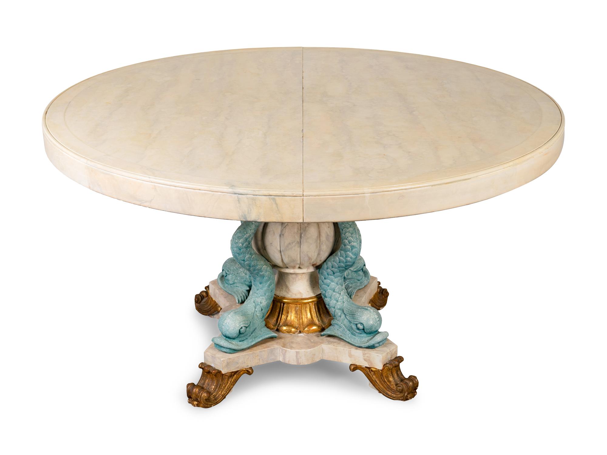 An Italian Empire Style Parcel-Gilt and Painted Center Table — 20TH CENTURY