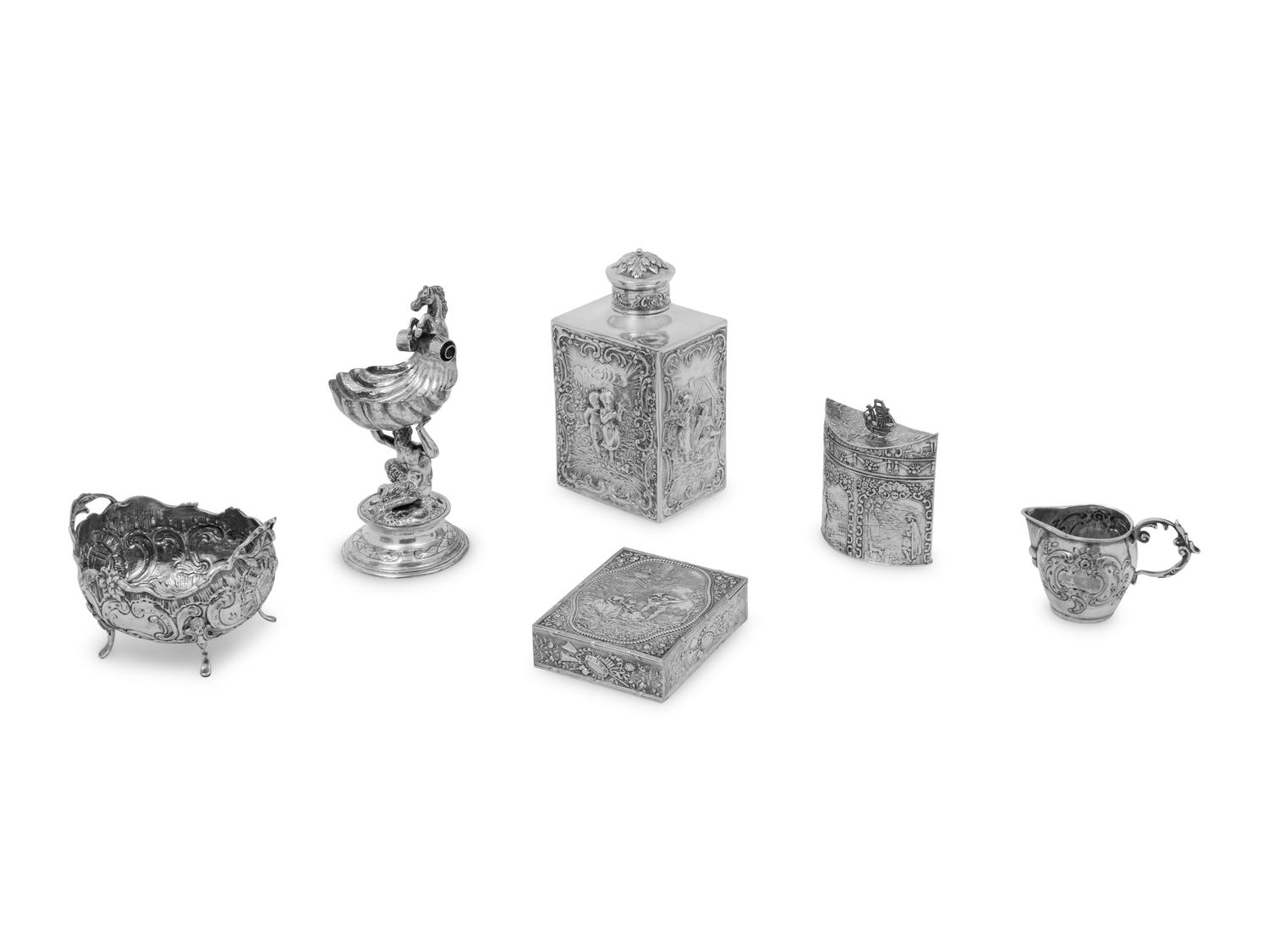 A Group of Six Continental Silver Table Articles