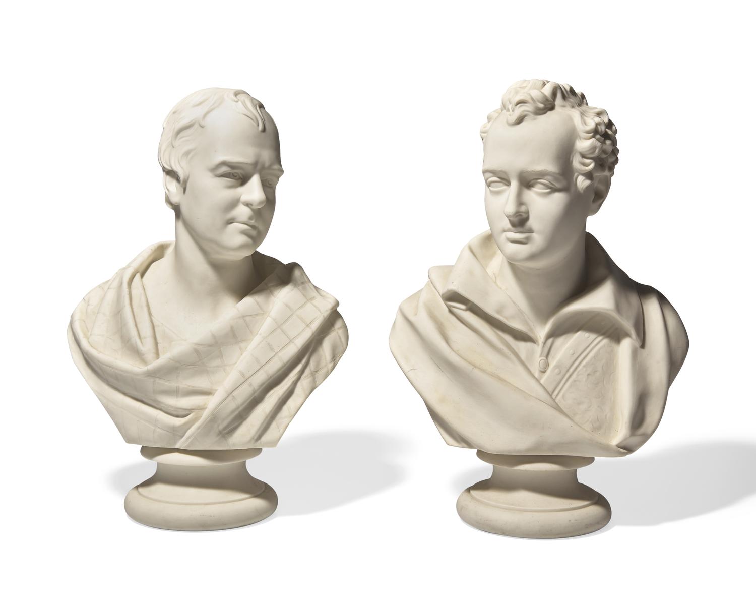 Two Wedgwood Parian Busts of Writers after Edward William Wyon