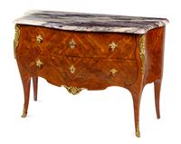 A Louis XV Gilt Bronze Mounted Marquetry Commode Height 33 1/2 x width 48 1/2 x depth 19 3/4 inches. — EARLY 19TH CENTURY