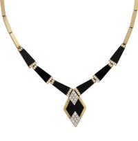 YELLOW GOLD, ONYX, AND DIAMOND NECKLACE