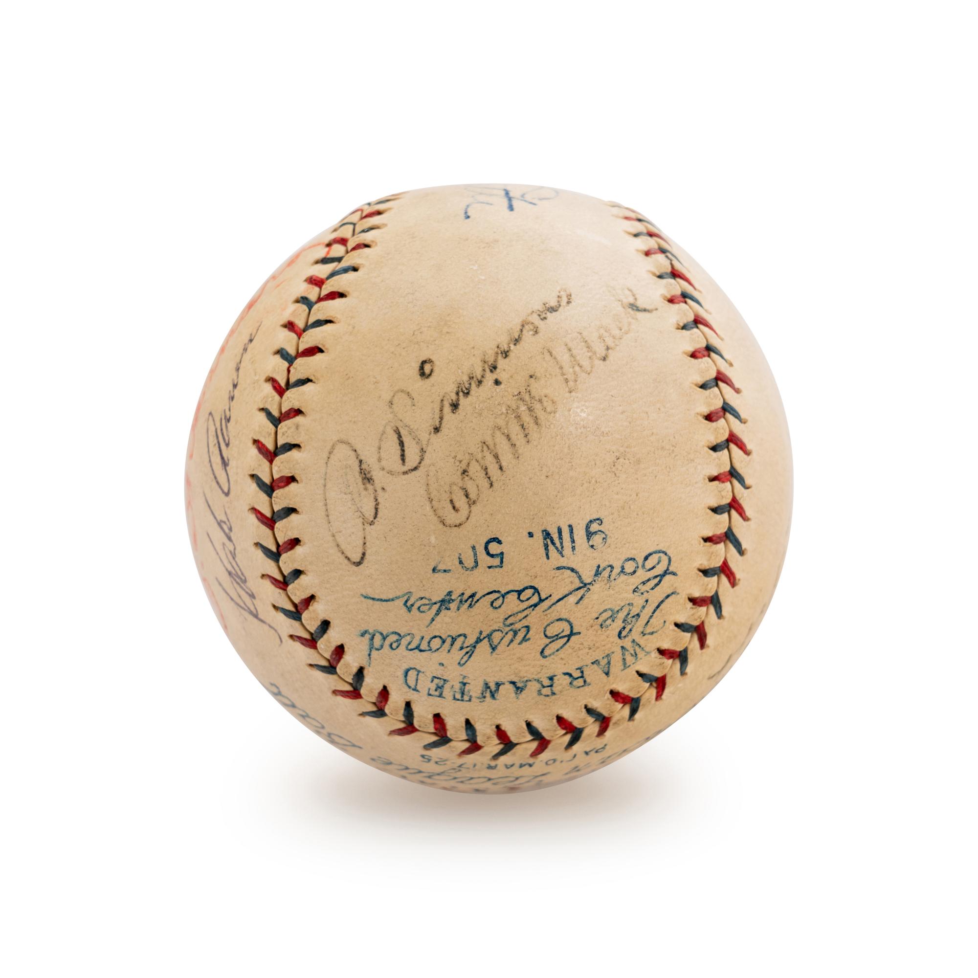 A Legendary Signed Autographed Baseball Featuring Babe Ruth, Hank Aaron, Lou Gehrig, Jimmie Foxx, Al Simmons, Connie Mack, Lefty Grove and George Earnshaw (Beckett Authentication Services)