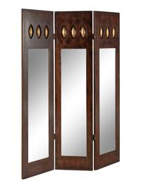 A Parcel-Gilt and Mirrored Three Panel Floor Screen
