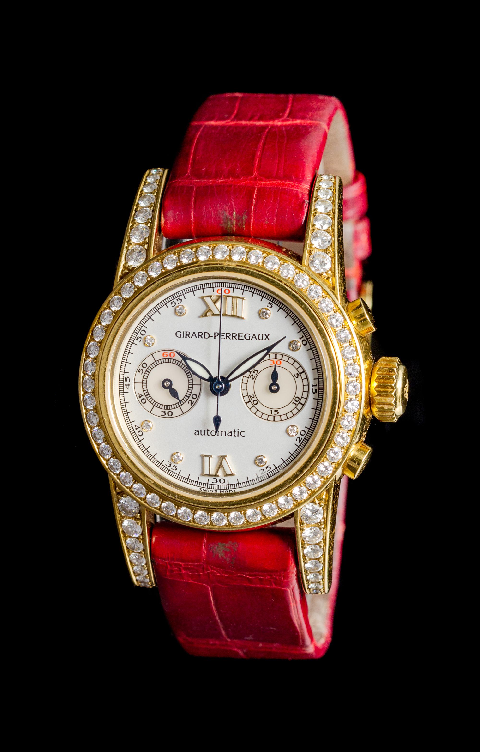 An 18 Karat Yellow Gold and Diamond Ref. 8046 Chronograph Wristwatch, Girard-Perregaux,