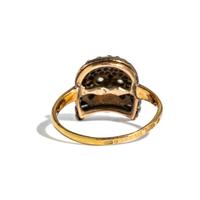 RUSSIAN, DIAMOND, SILVER, AND YELLOW GOLD SKULL AND CROSSBONES RING