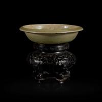 A small Chinese Yaozhou celadon molded brush washer 耀州窑印花小水洗 Northern Song/Jin Dynasty ????