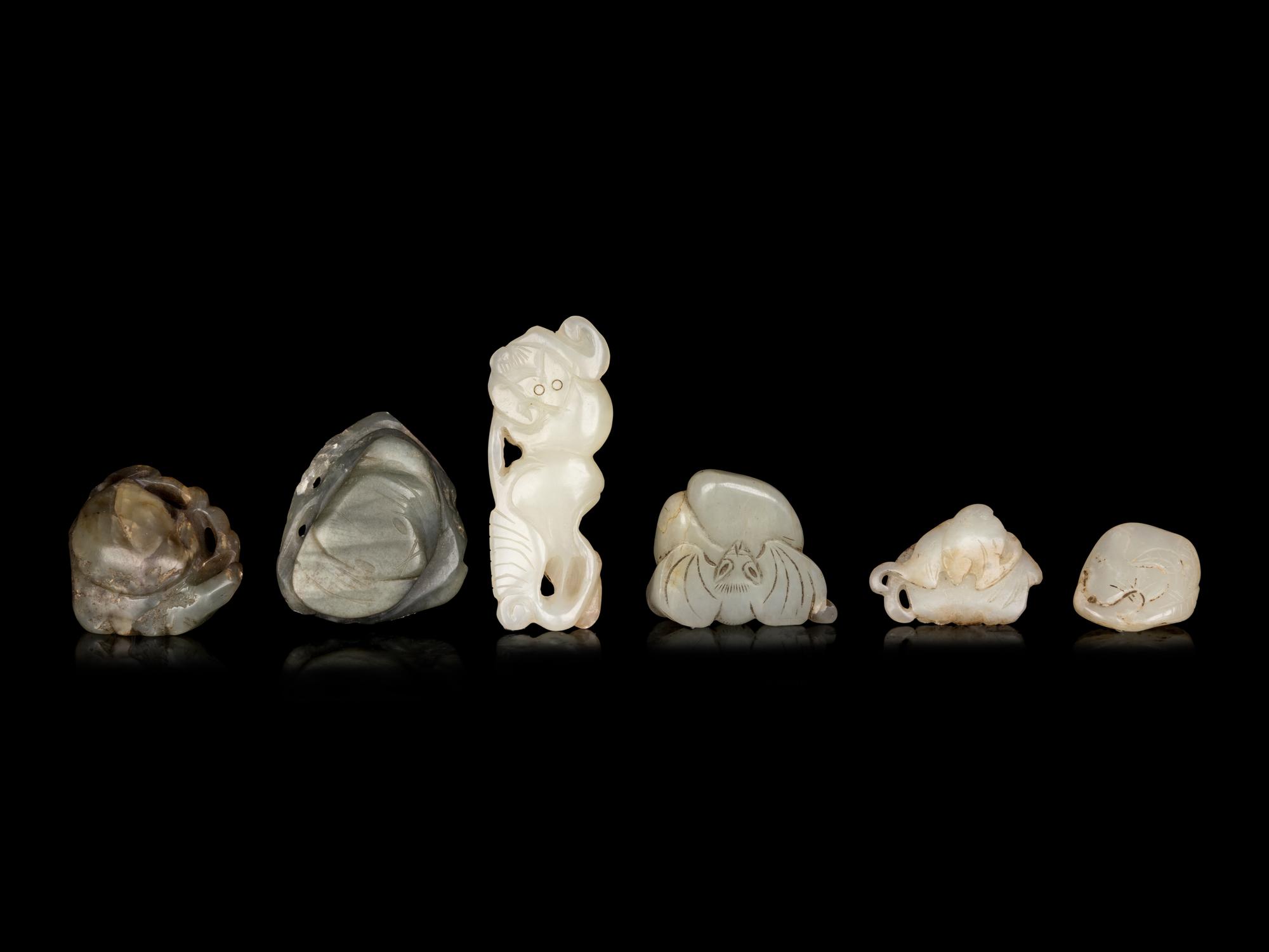 Six Chinese Jade Carvings of Bats