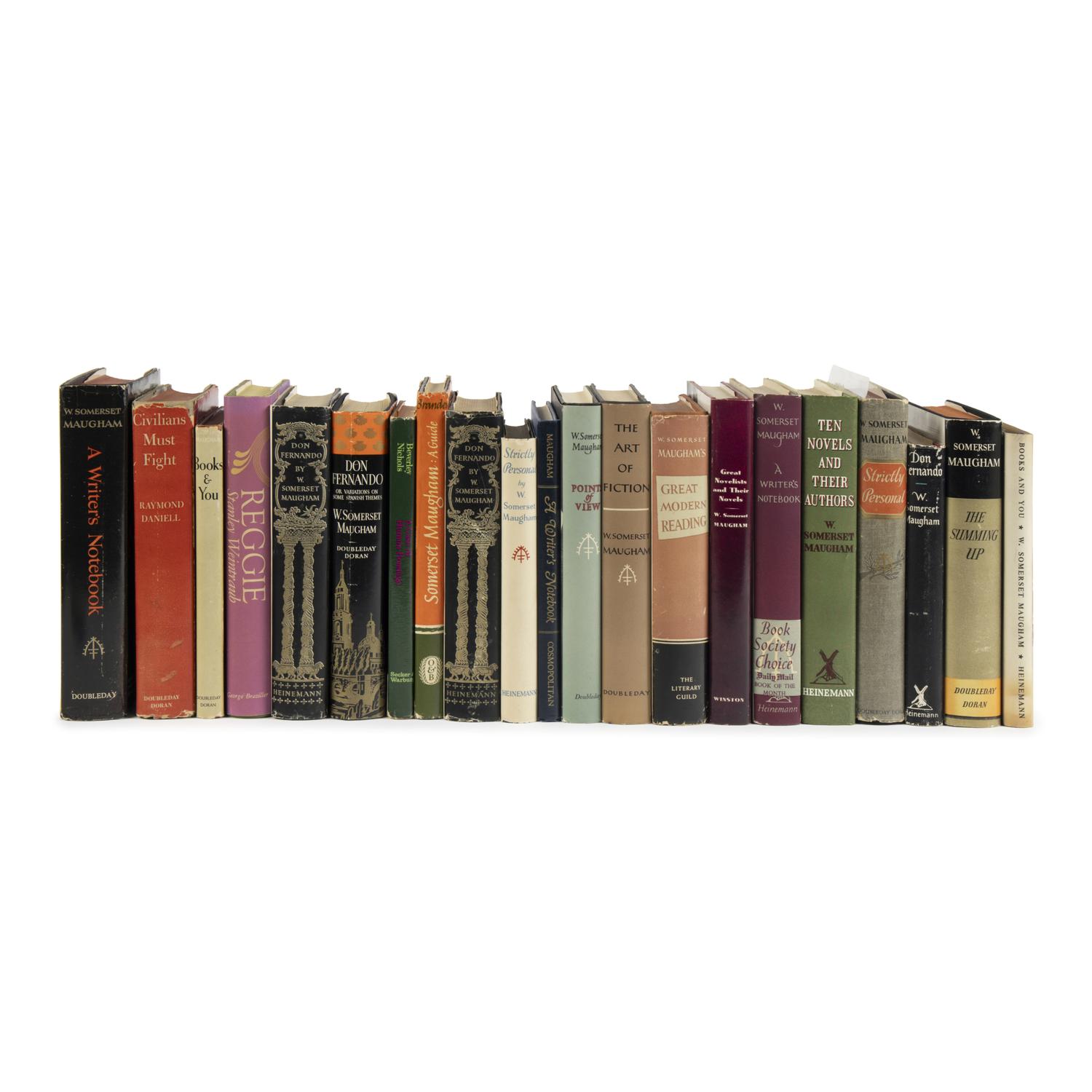 [Maugham, W. Somerset]. A group of 42 non-fiction titles and contributions by or about Maugham, several signed or inscribed, including: