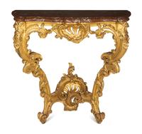 A Louis XV Giltwood and Marble Top Console Table