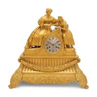 A Louis Philippe Gilt Bronze Figural Mantel Clock