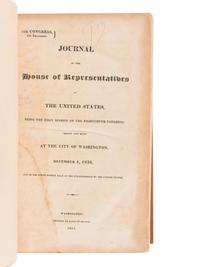 [UNITED STATES HOUSE OF REPRESENTATIVES]. Journal of the House of Representatives of the United States, being the first session of the Eighteenth Congress...December 1, 1823... Washington: Gales & Seaton, 1823.