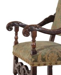 A Pair of William and Mary Style Walnut Armchairs