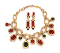 One Yves Saint Laurent Necklace, One Pair of Earrings, and Three Chunky Beaded Bracelets, 1970s-2000s
