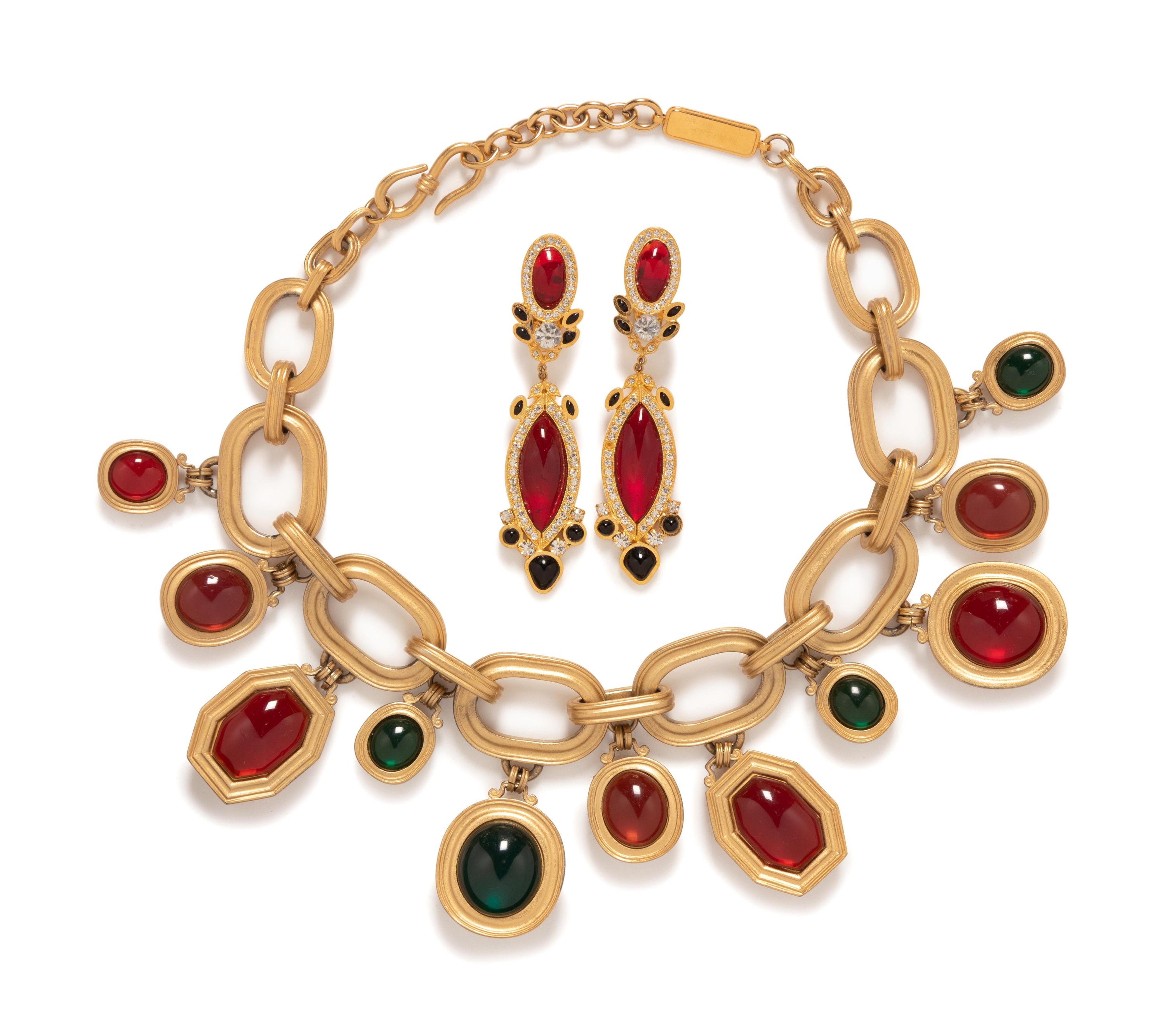One Yves Saint Laurent Necklace, One Pair of Earrings, and Three Chunky Beaded Bracelets, 1970s-2000s