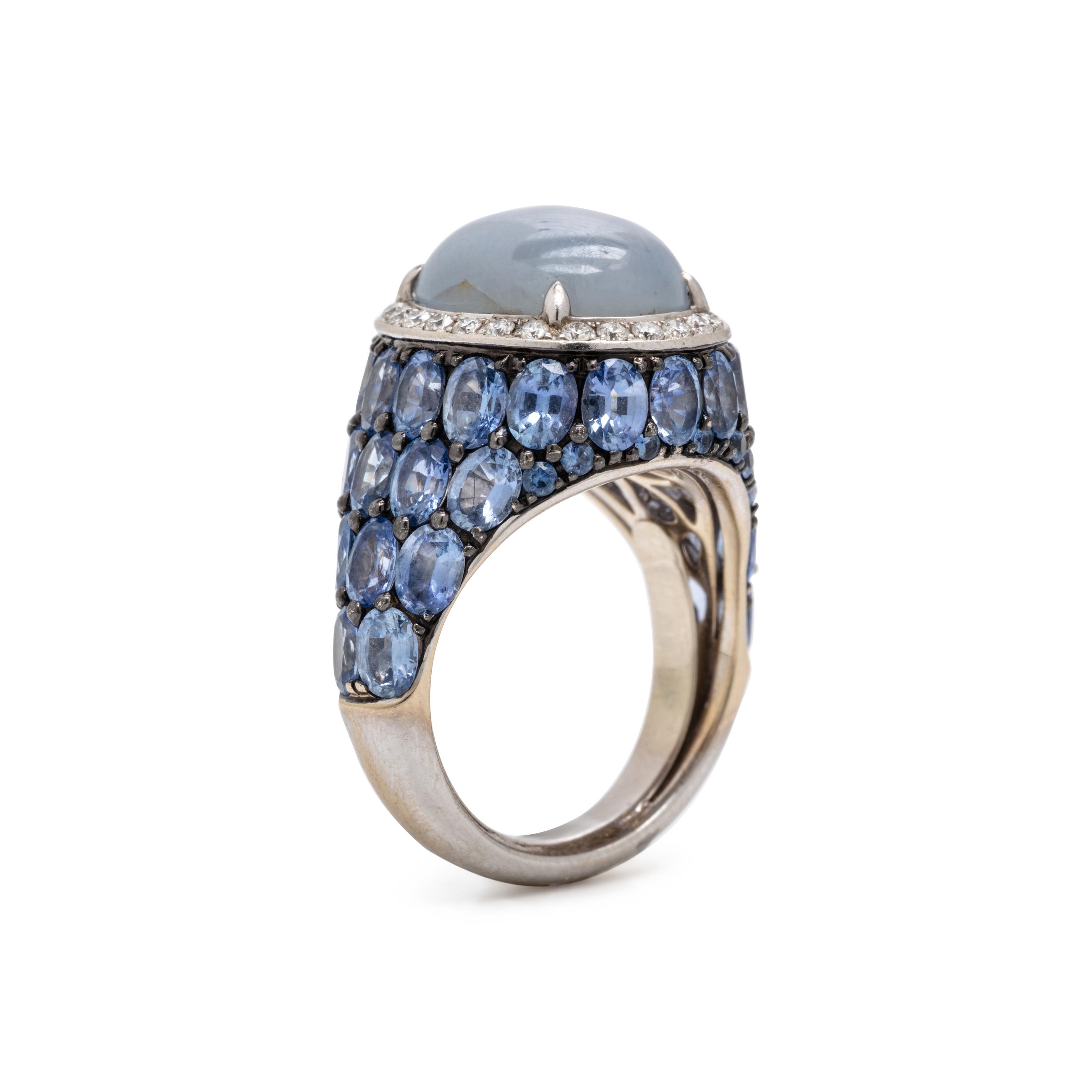 Robert Procop, Gray Star Sapphire, Sapphire, and Diamond 'Celebration' Ring