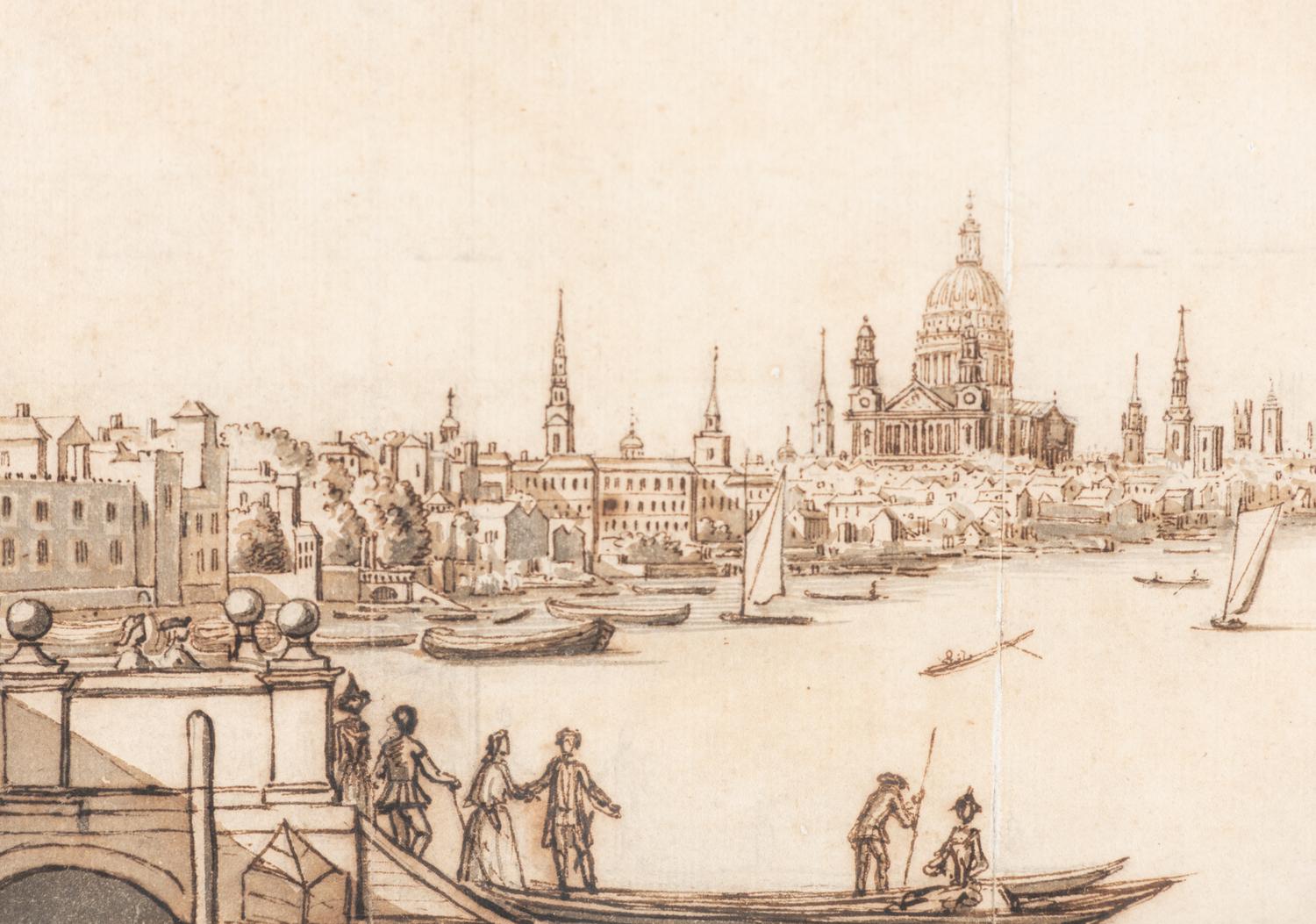 A View of the Thames with the Salisbury Stairs in the Foreground, the Savoy Palace Beyond, and St. Paul's in the Distance