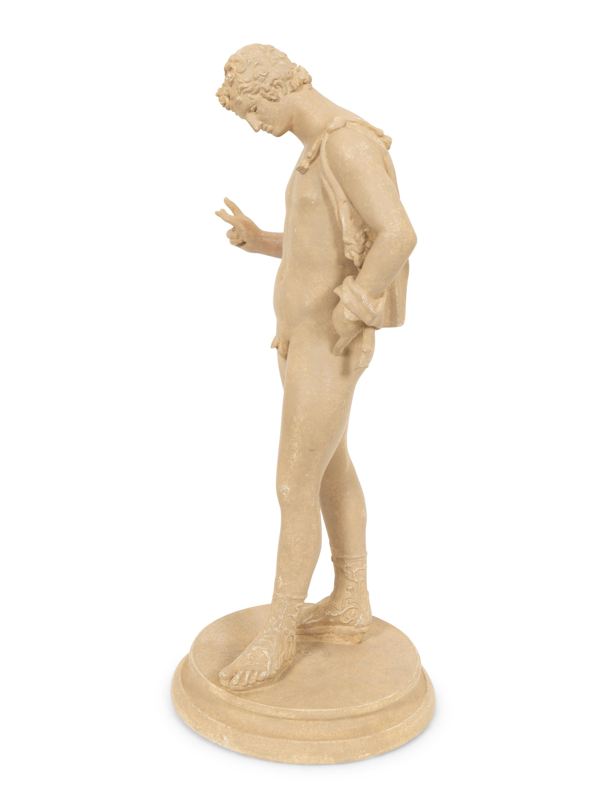 An Italian Patinated Plaster FIgure of Narcissus