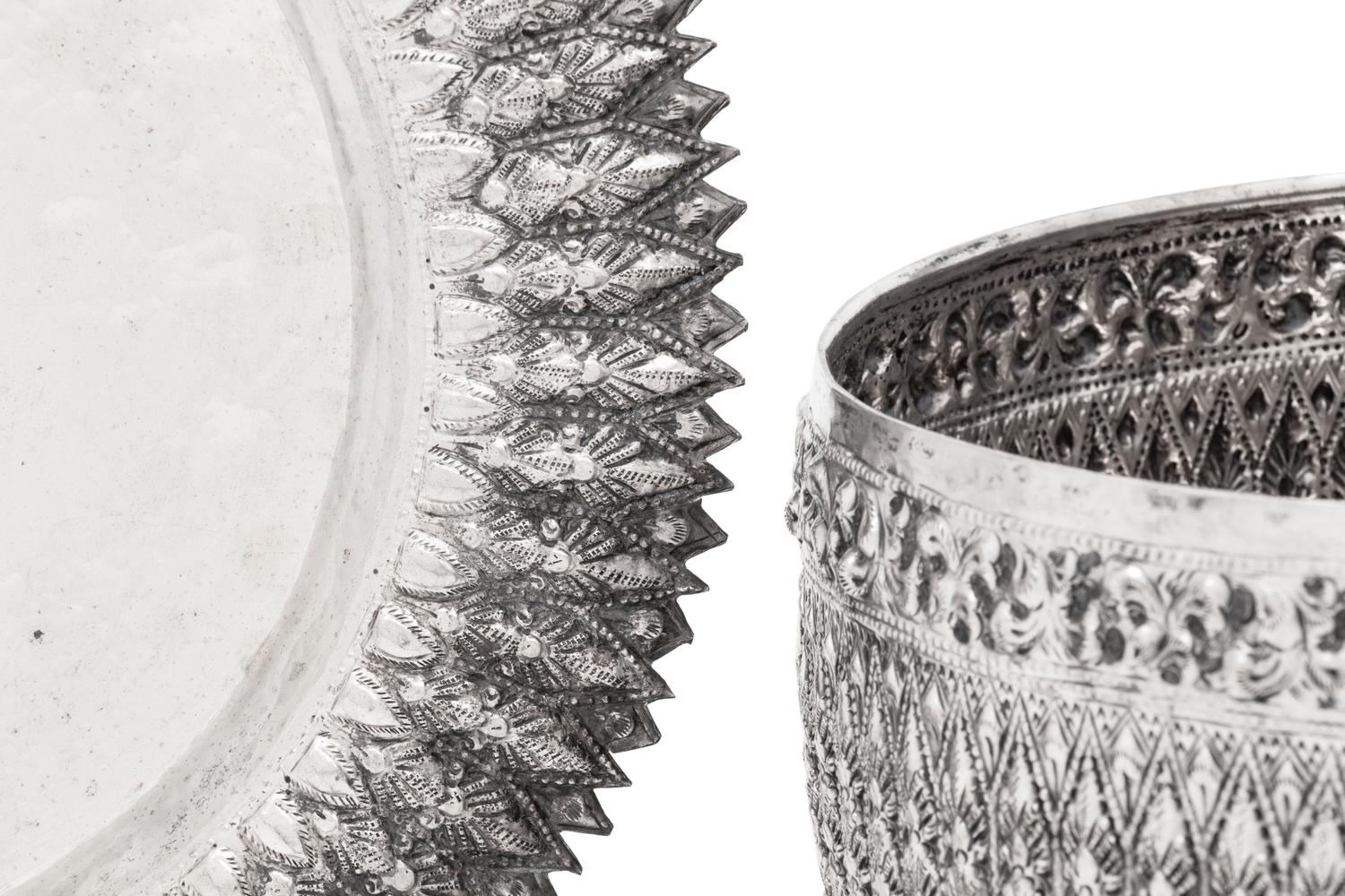 A Southeast Asian Silver Center Bowl and Underplate