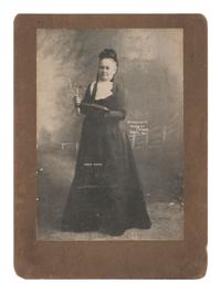[TEMPERANCE]. NICHOLS & DAVIDSON, photographers. Halftone image of Carrie Nation with Bible and hatchet. Chicago: W.H. Buchanan[?], ca 1901.