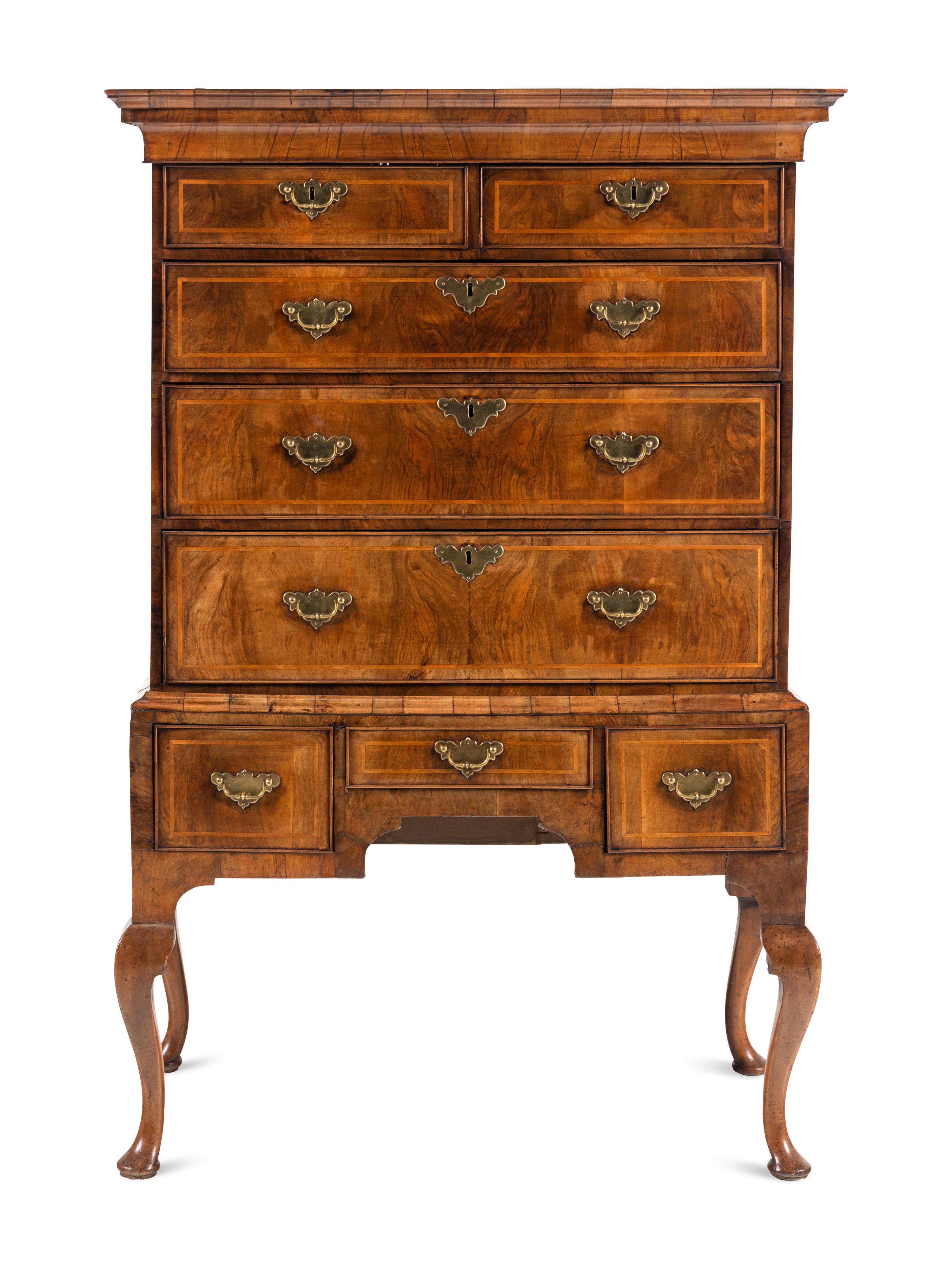 A George I Walnut Chest on Stand