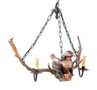 A Black Forest Carved and Polychromed Two-Light Chandelier