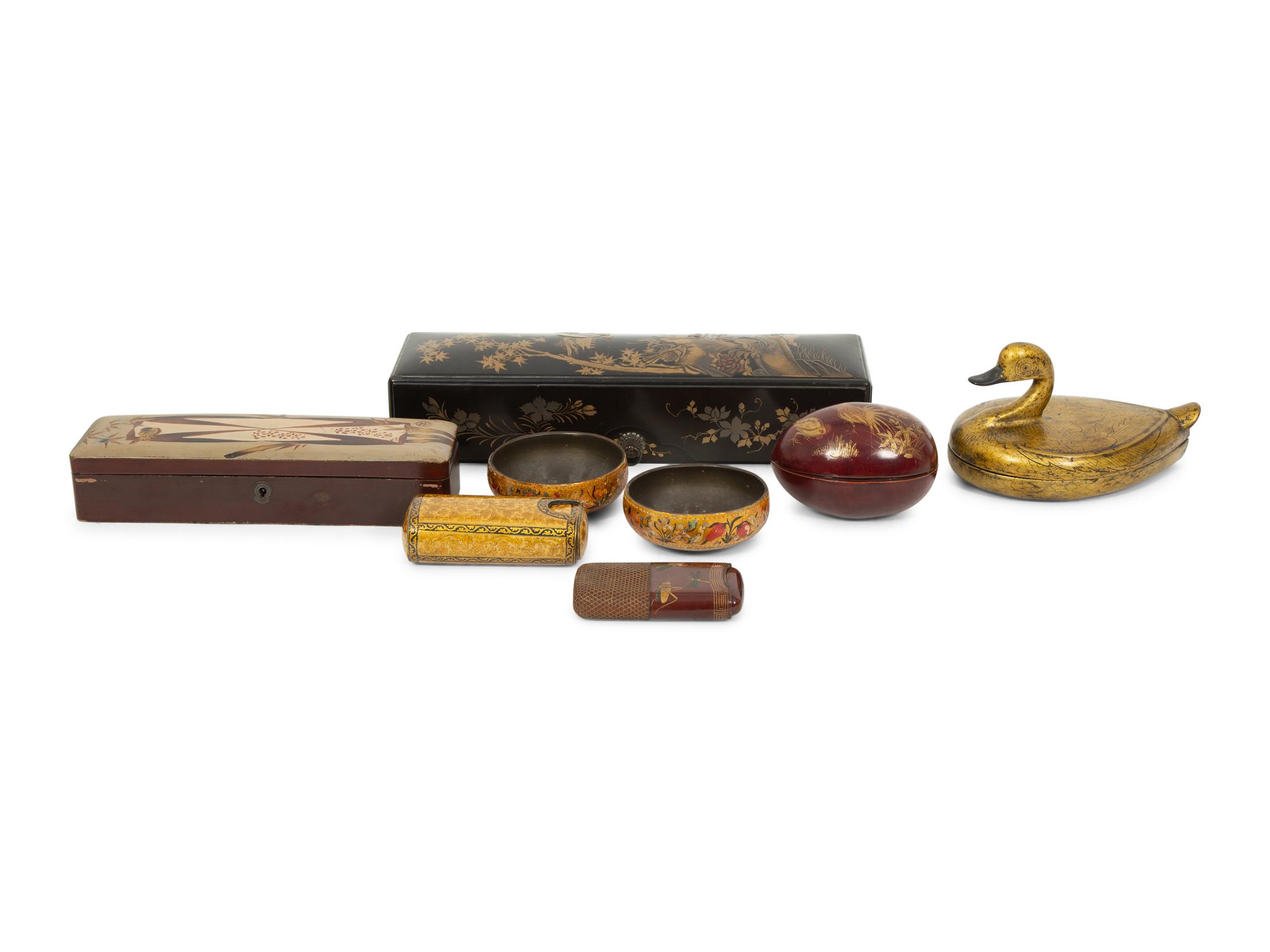 Eight Pieces of Asian Lacquer Work
