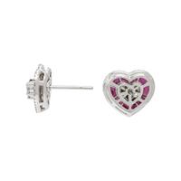 RUBY AND DIAMOND HEART EARRINGS