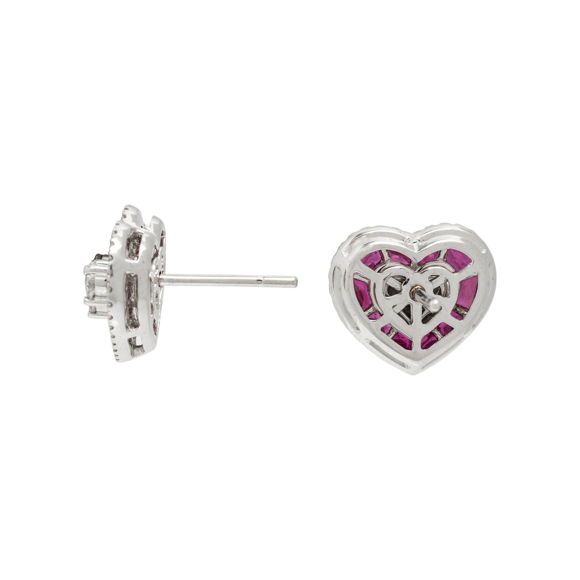 RUBY AND DIAMOND HEART EARRINGS