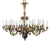 A Louis XVI Style Gilt Bronze and Tole Forty-Two Light Chandelier Diameter 55 inches. — EARLY 20TH CENTURY