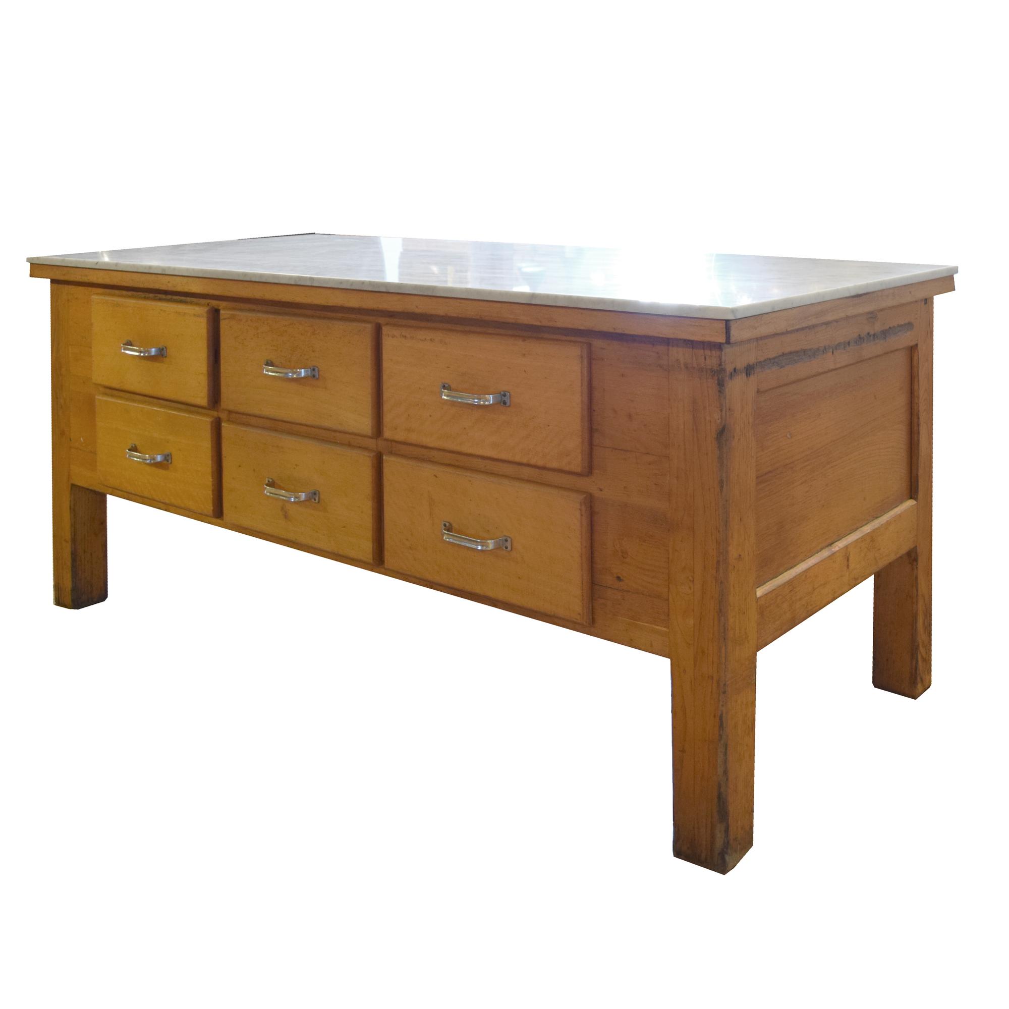 A Kitchen Island with Marble Top 79.5" W x 36.25" D x 35" H — Italiy, 20th Century