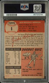A 1953 Topps Jackie Robinson Baseball Card No. 1 (PSA 5 EX)